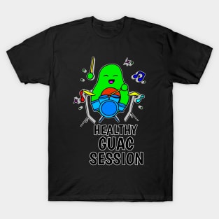 Healthy Quac Session - Funny Avocado Cute Clipart Veggies - Musical Beats Drummer T-Shirt